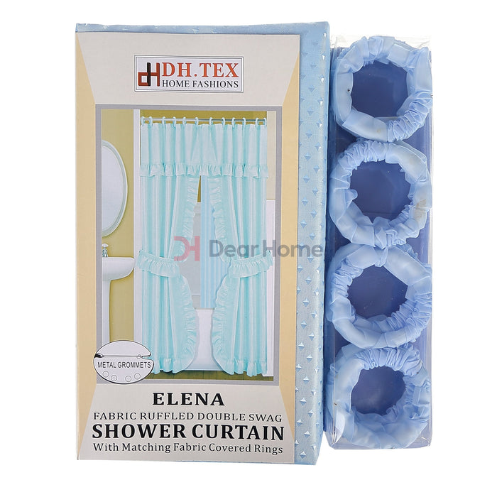Elena Double Fabric Shower Curtain Blue Bathware