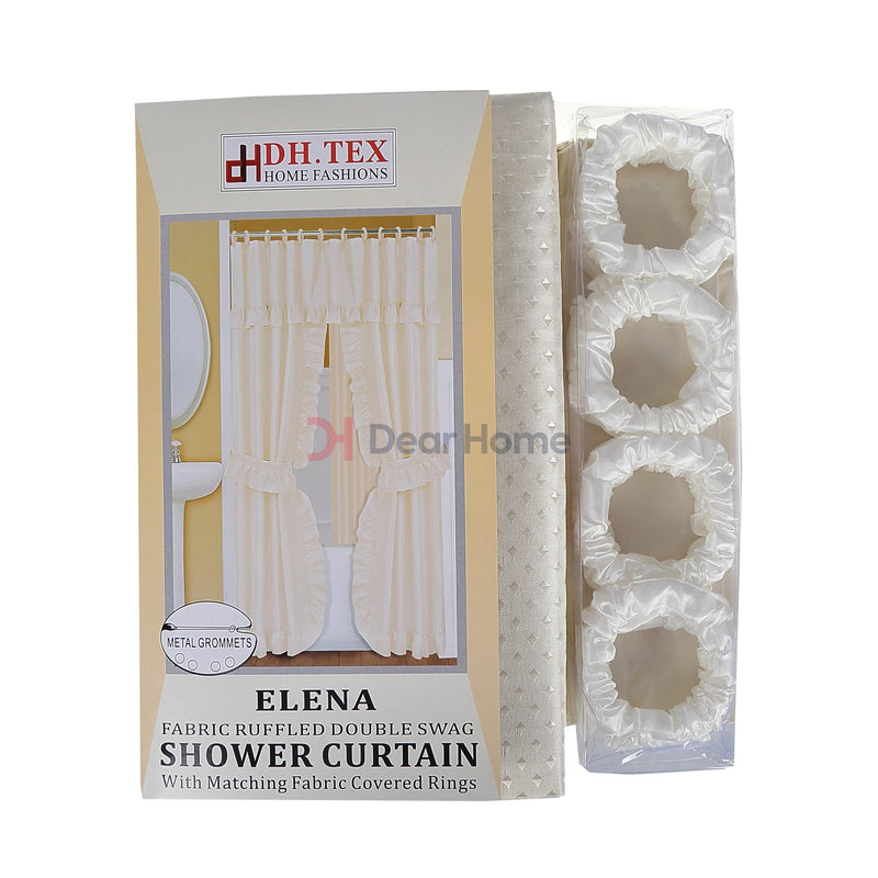Elena Double Fabric Shower Curtain Beige Bathware