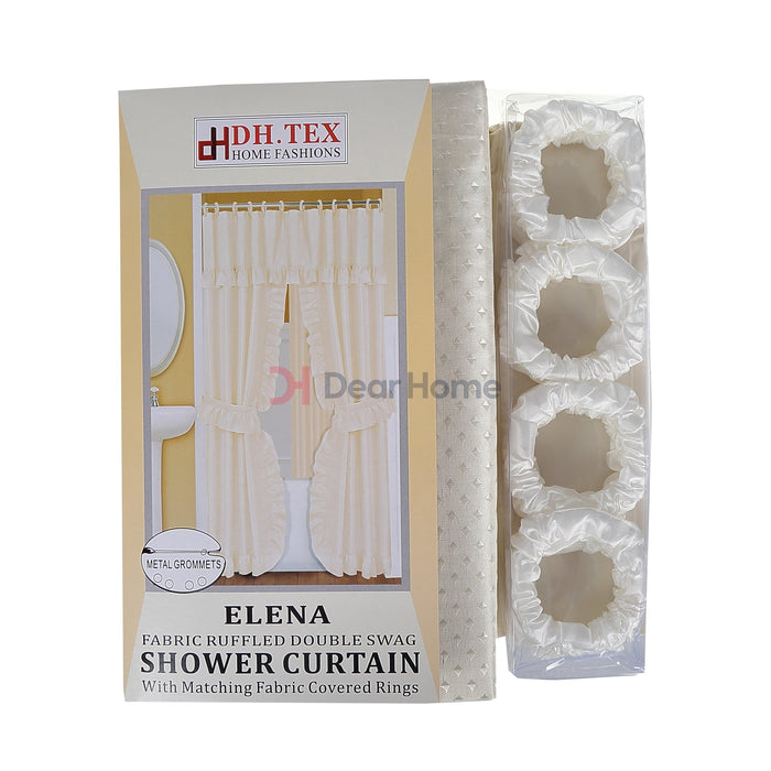 Elena Double Fabric Shower Curtain Beige Bathware