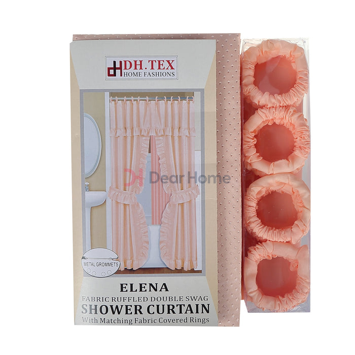 Elena Double Fabric Shower Curtain Peach Bathware