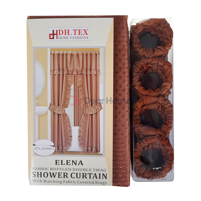 Elena Double Fabric Shower Curtain Chocolate Bathware