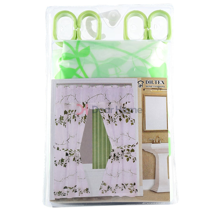 Evana Peva Double Shower Curtain Green / Semi Clear Bathware