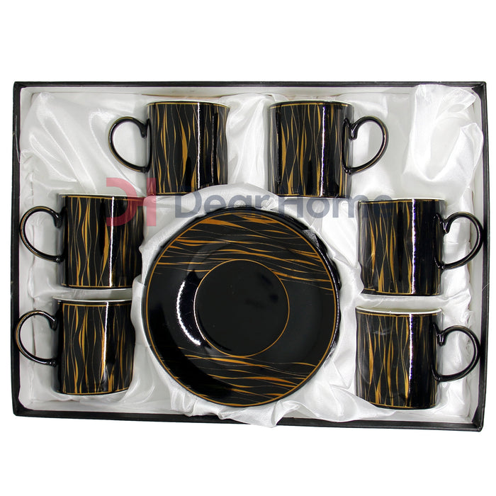 FULL BLACK STRIP DELUXE COFFEE CUP 6+6 PCS