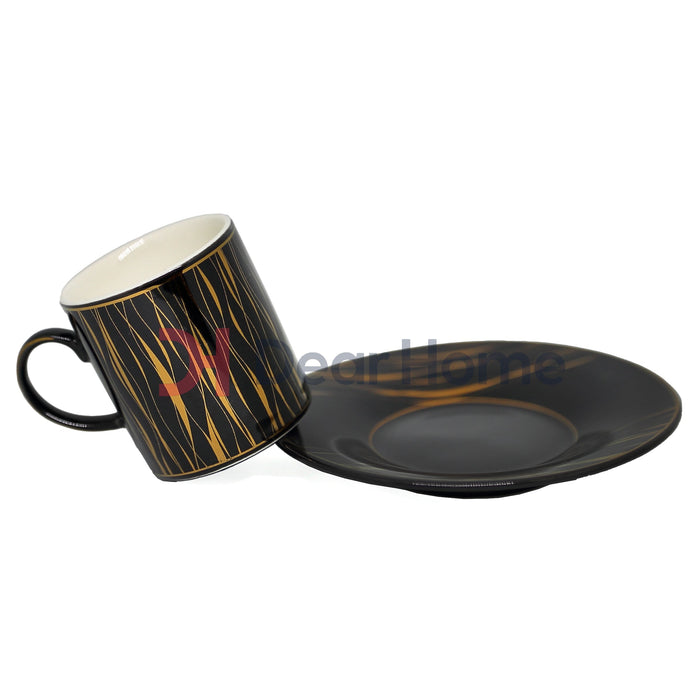 FULL BLACK STRIP DELUXE COFFEE CUP 6+6 PCS