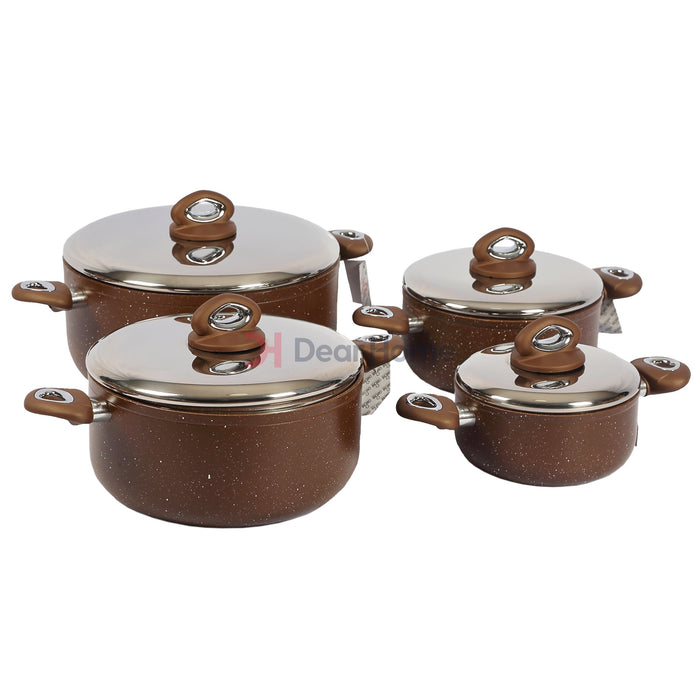 Heavy Granite 4Pcs Casserol Set Brown Kitchenware