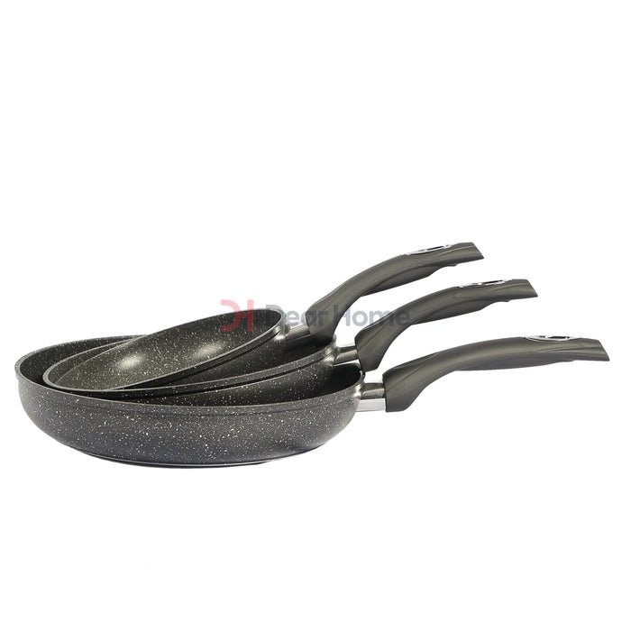 Heavy Granite 3Pcs Fry Pan Set Gray Kitchenware