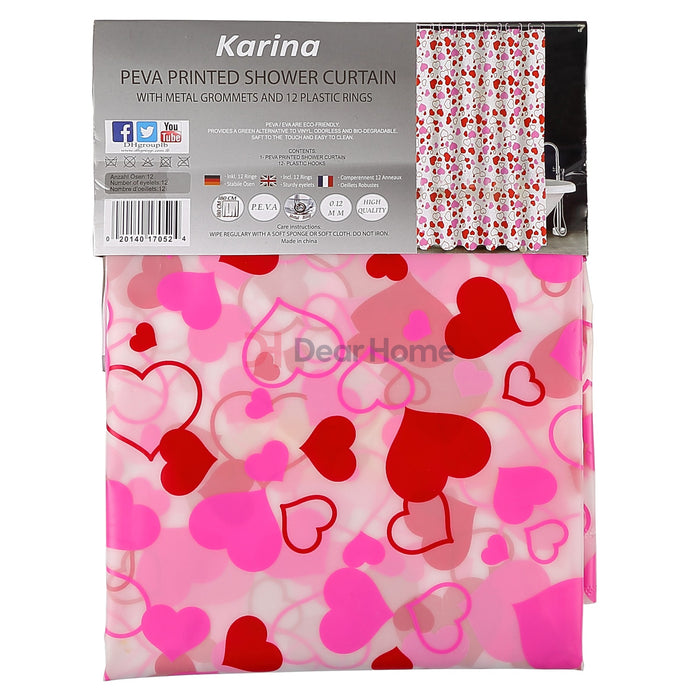 Karina Peva Shower Curtain Red Heart / Semi Clear Bathware