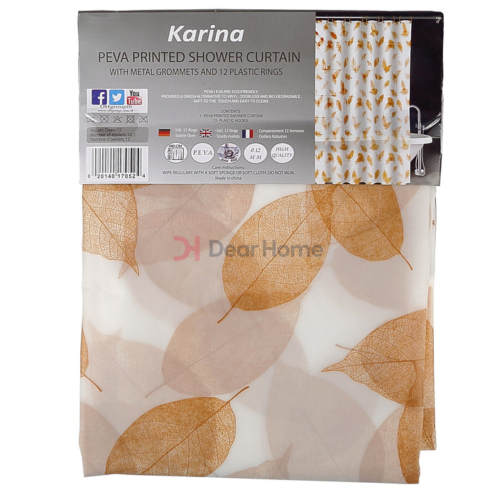 Karina Peva Shower Curtain Beige Leaf / Semi Clear Bathware