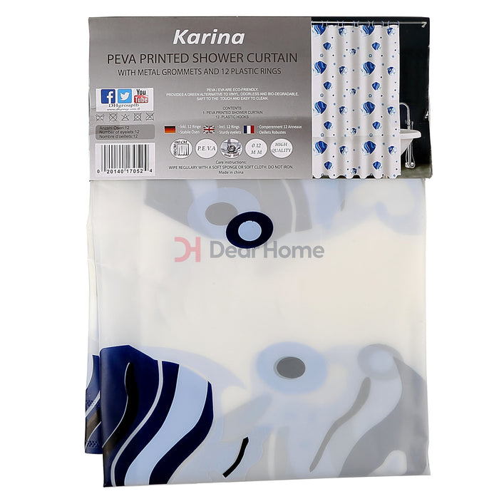 Karina Peva Shower Curtain Blue / Semi Clear Bathware