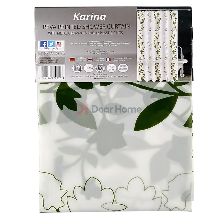 Karina Peva Shower Curtain Green / Semi Clear Bathware