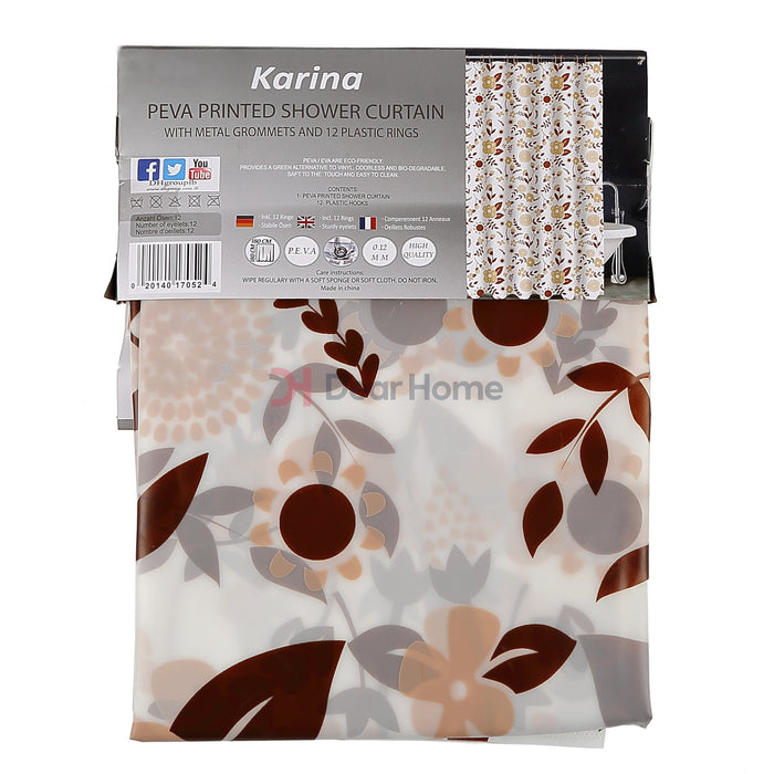 Karina Peva Shower Curtain Brown Flower / Semi Clear Bathware