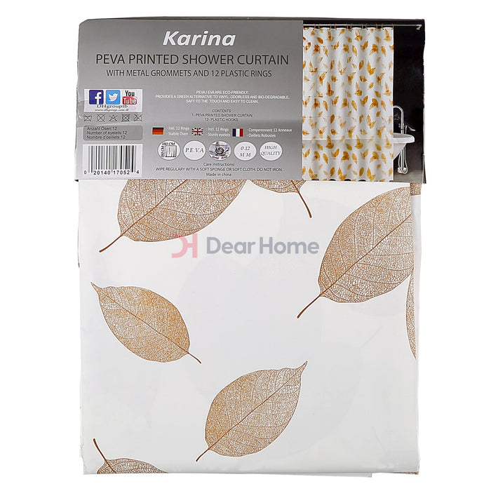 Karina Peva Shower Curtain Beige Leaf / White Bathware