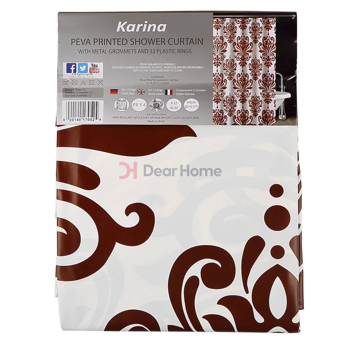 Karina Peva Shower Curtain Brown / White Bathware