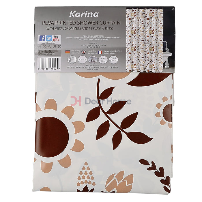 Karina Peva Shower Curtain Brown Flower / White Bathware