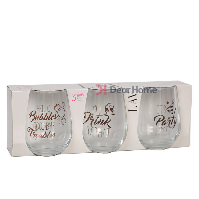 LAV GAIA 3PCS GLASS CUP PARTY EDITION