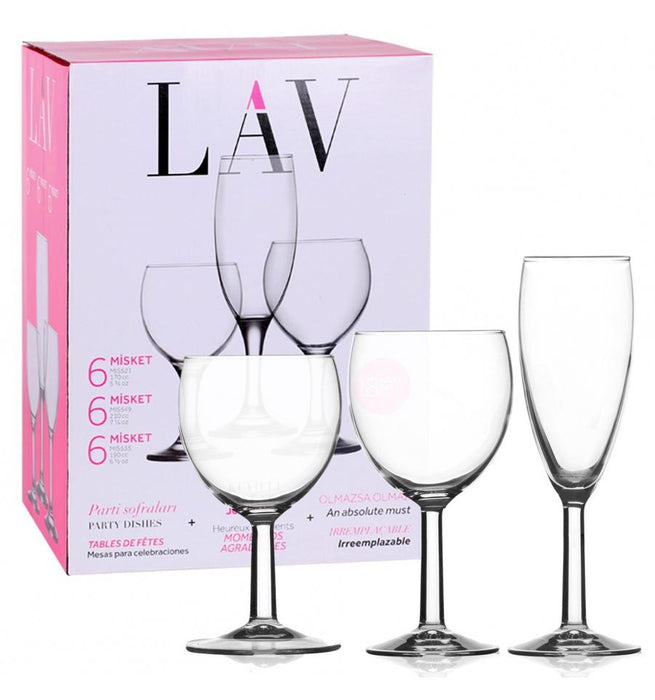 LAV MISKET 18PCS GLASS CUP SET