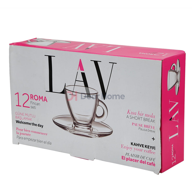 Lav Roma Glass Coffee Cup & Saucer 6+6 Tableware