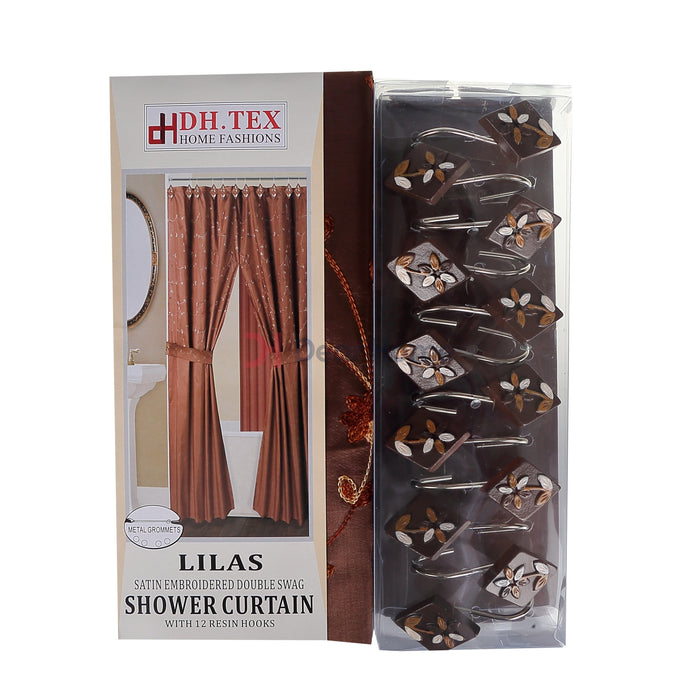 Lilas Double Fabric Shower Curtain Chocolate Bathware