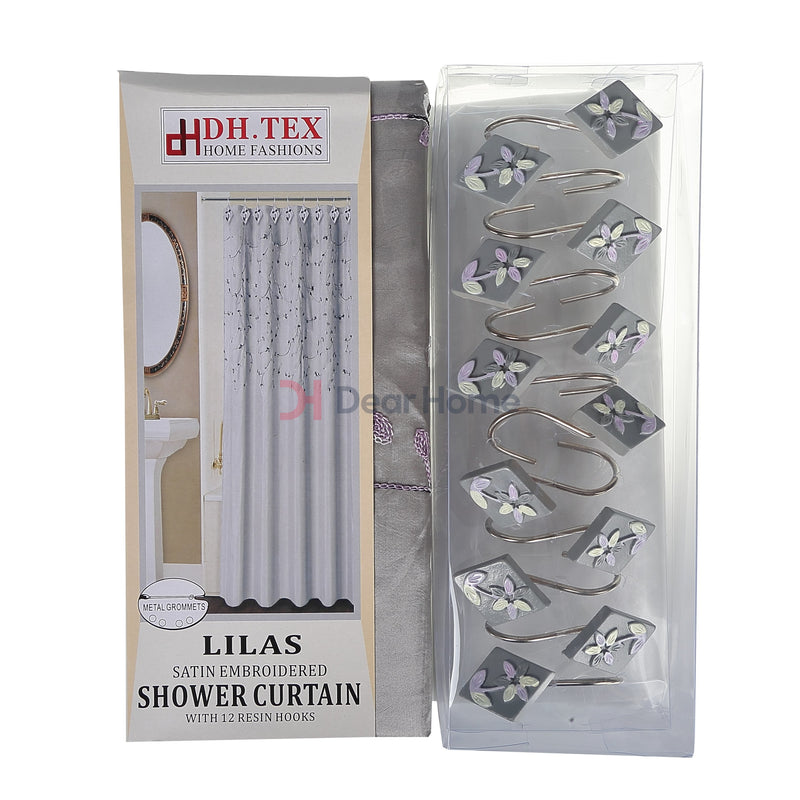 Lilas Single Fabric Shower Curtain Gray Bathware
