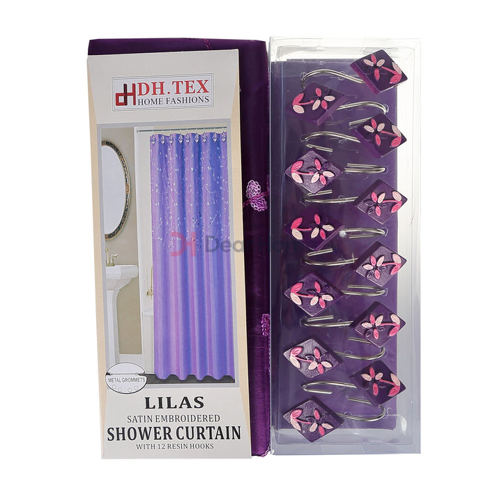 Lilas Single Fabric Shower Curtain Purple Bathware