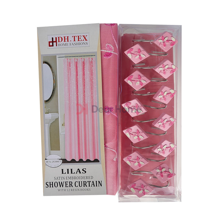 Lilas Single Fabric Shower Curtain Pink Bathware