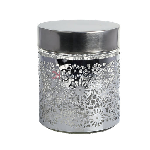 Stainless Flower Small 3Pcs Jars + Stand Kitchenware