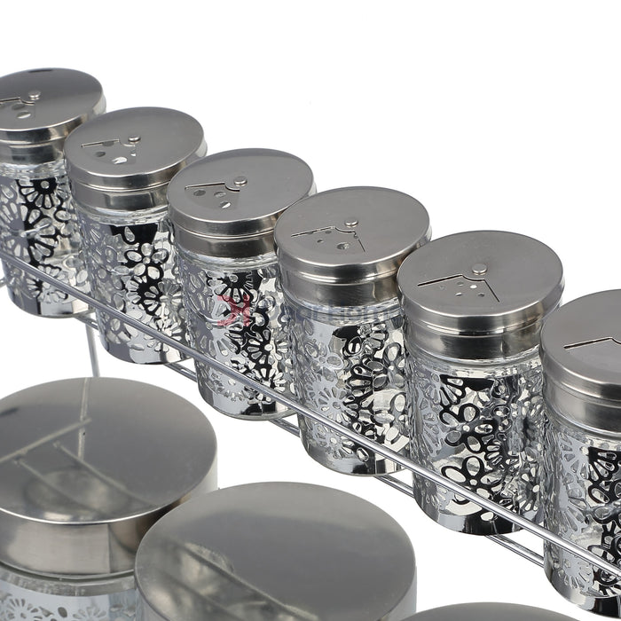 Stainless Flower 9 Pcs Spice Set + Stand Kitchenware