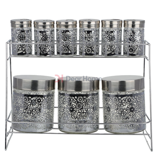 Stainless Flower 9 Pcs Spice Set + Stand Kitchenware
