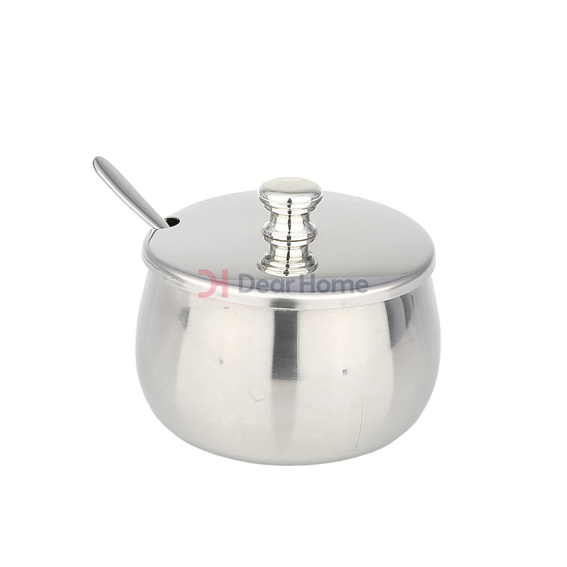 Stainless Medium Sugar Pot With Spoon Kitchenware