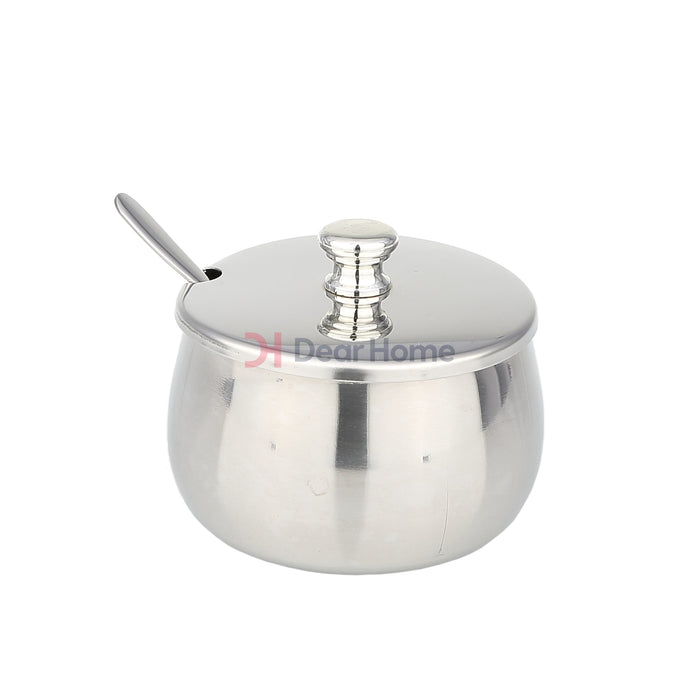 Stainless Medium Sugar Pot With Spoon Kitchenware