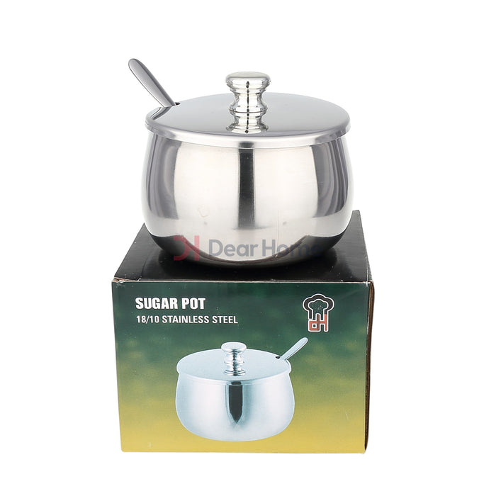 Stainless Medium Sugar Pot With Spoon Kitchenware