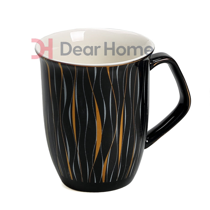 BLACK AND GOLD STRIP DELUXE MUG