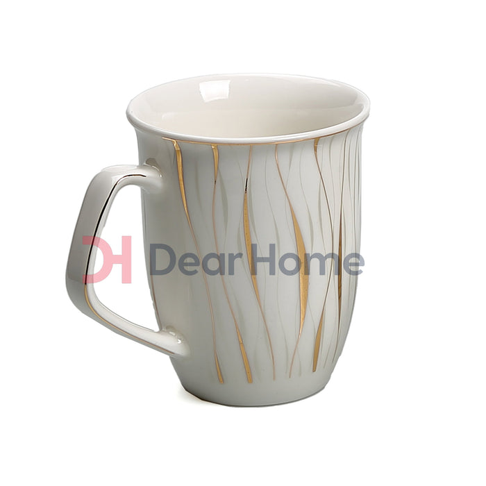 WHITE AND GOLD STRIP DELUXE MUG