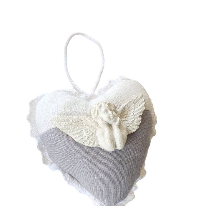 OD218- SMALL HEART PILLOW WITH RESIN ANGER HANGER