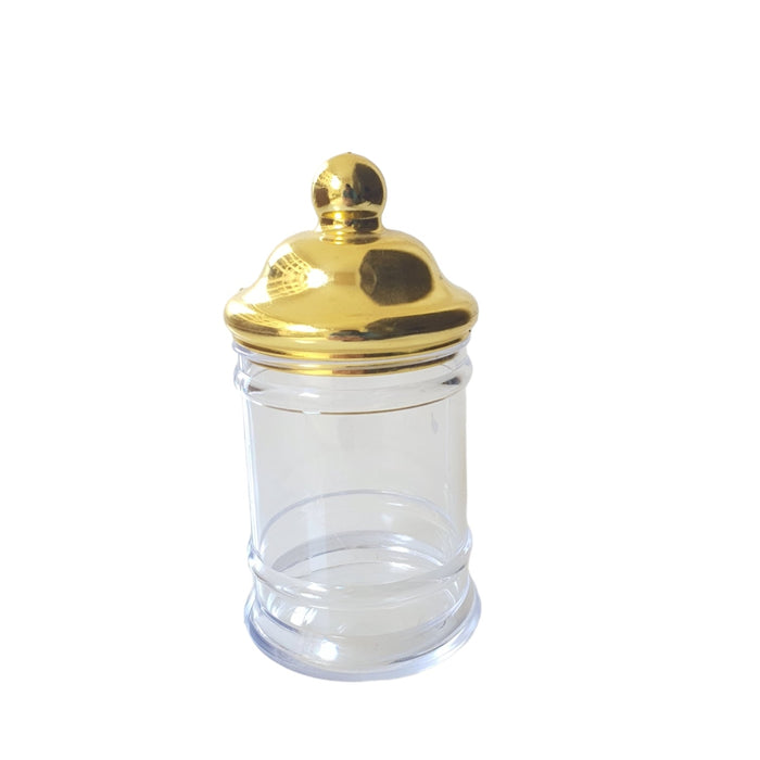 OD228- PLASTIC JAR WITH GOLDEN COVER