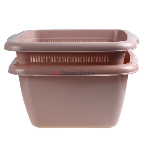Plastic Bowl With Strainer Pink Kitchenware