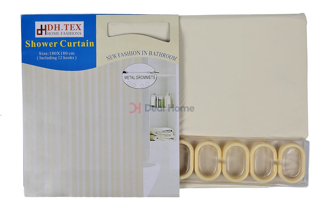 Pvc Shower Curtain With Hooks Beige Bathware