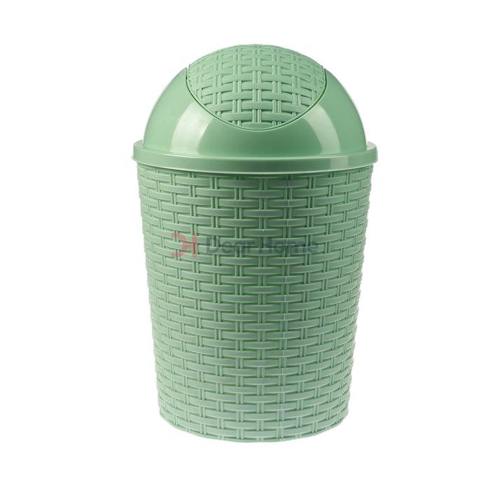 Plastic Rattan Round Dustbin Aqua Bathware