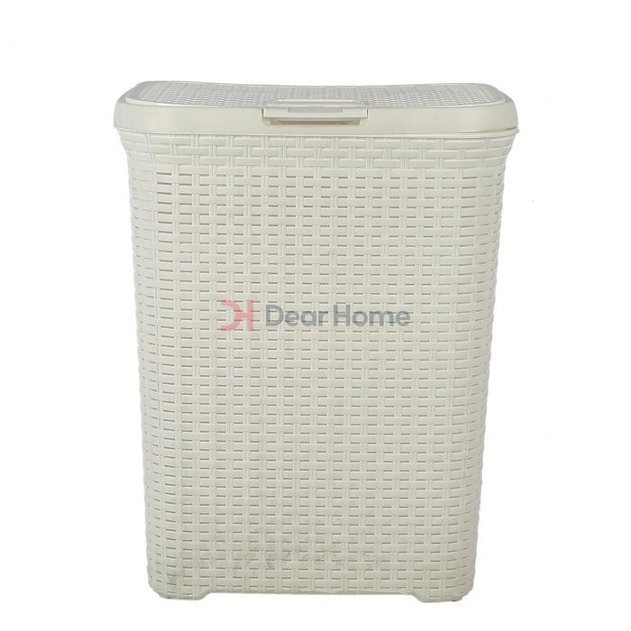 Plastic Rattan Laundry Basket White Houseware