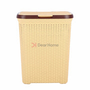 Plastic Rattan Laundry Basket Beige Houseware