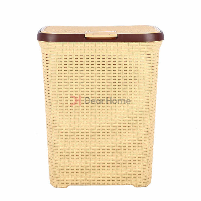 Plastic Rattan Laundry Basket Beige Houseware