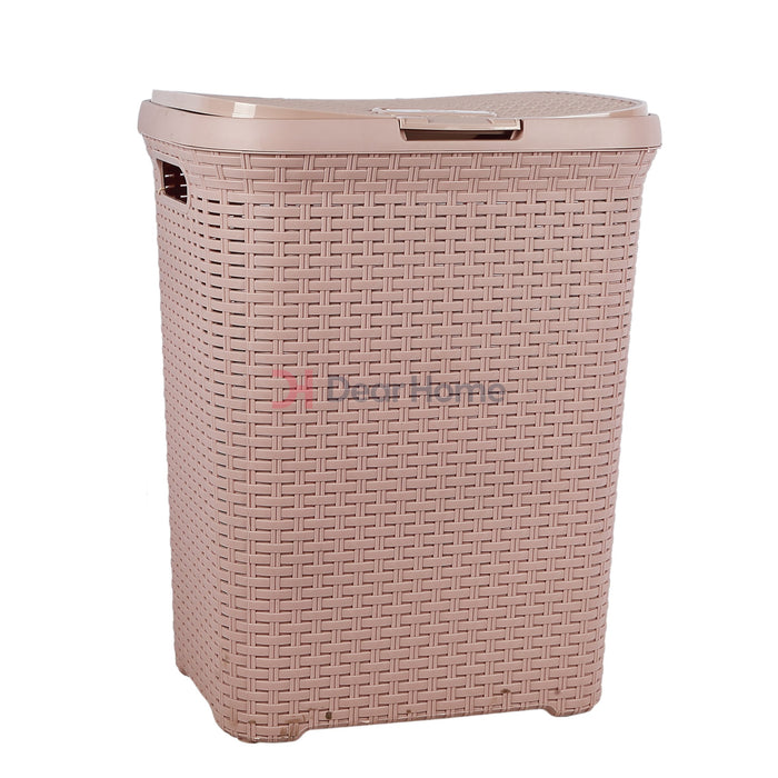 Plastic Rattan Laundry Basket Pink Houseware