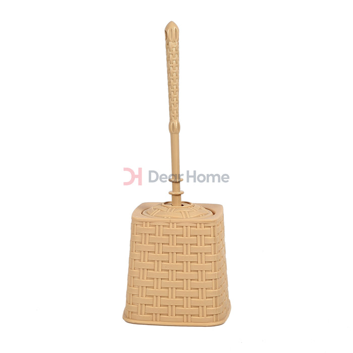 Plastic Rattan Toilet Brush Beige Bathware