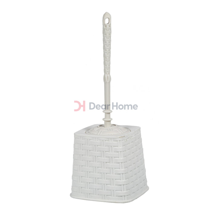 Plastic Rattan Toilet Brush White Bathware