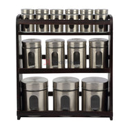 Stainless 13Pcs Spice Set + Wood Stand Brown Stand Kitchenware