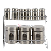 Stainless 9 Pcs Spice Set With Stand Kitchenware