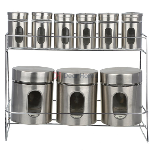 Stainless 9 Pcs Spice Set With Stand Kitchenware