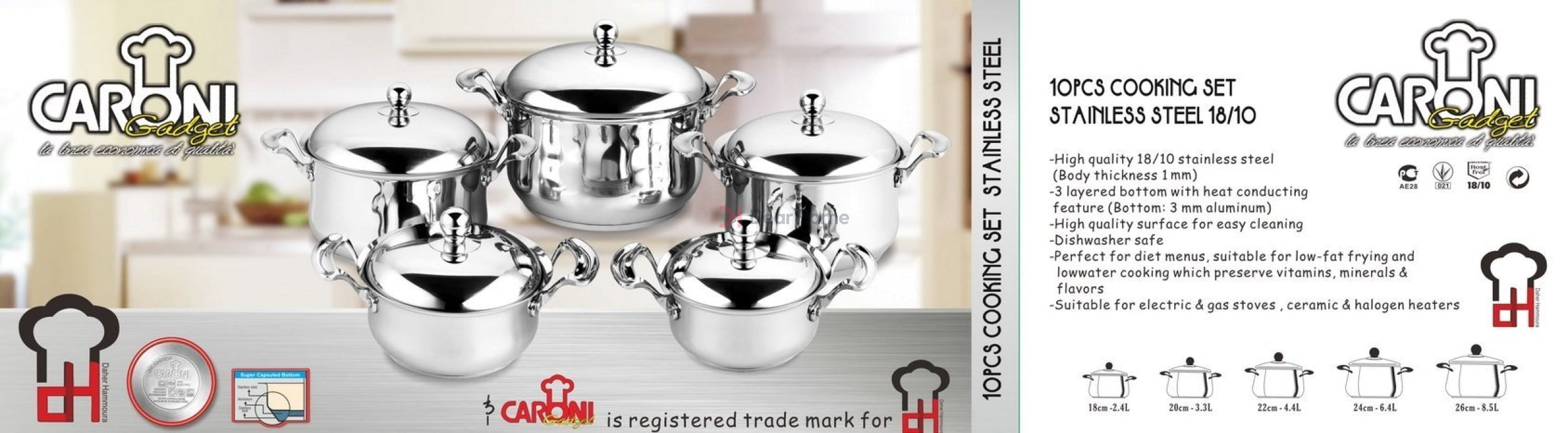 Stainless Cookpot 5Pcs Set 18/26Cm Kitchenware