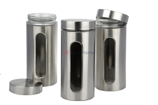 Stainless Large 3Pcs Jars Set Kitchenware