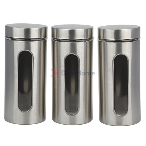 Stainless Large 3Pcs Jars Set Kitchenware